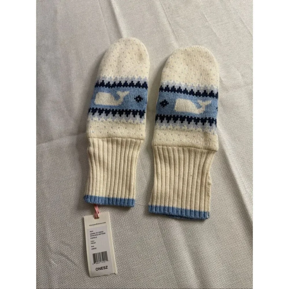 NWT Vineyard Vines Whaleisle Fairisle Mittens One Size New